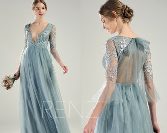 long blue dress for wedding