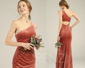 Prom Dress Long Velvet Bridesmaid Dress Velvet Dresses for Women One Shoulder English Rose Mermaid Prom Dresses (LV553)