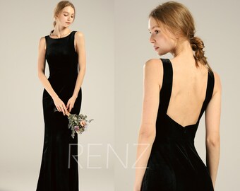 black velvet backless dress