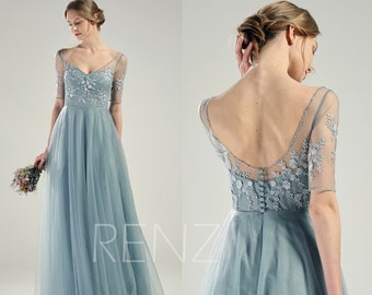dusty blue sequin bridesmaid dresses