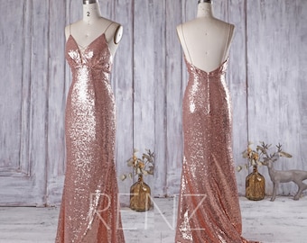Bridesmaid Dress Rose Gold Sequin DressWedding DressMetallic | Etsy