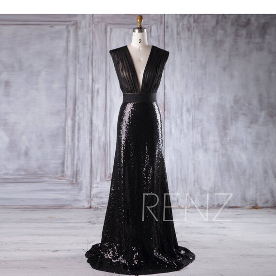 black sparkle bridesmaid dress