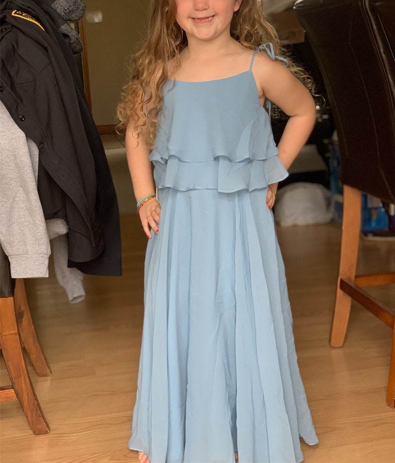 Flower Girl Dress Dusty Blue Junior Bridesmaid Dress Girls Etsy