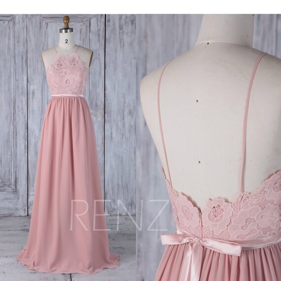 Bridesmaid Dress Blush Chiffon Dress Wedding Dress Spaghetti | Etsy