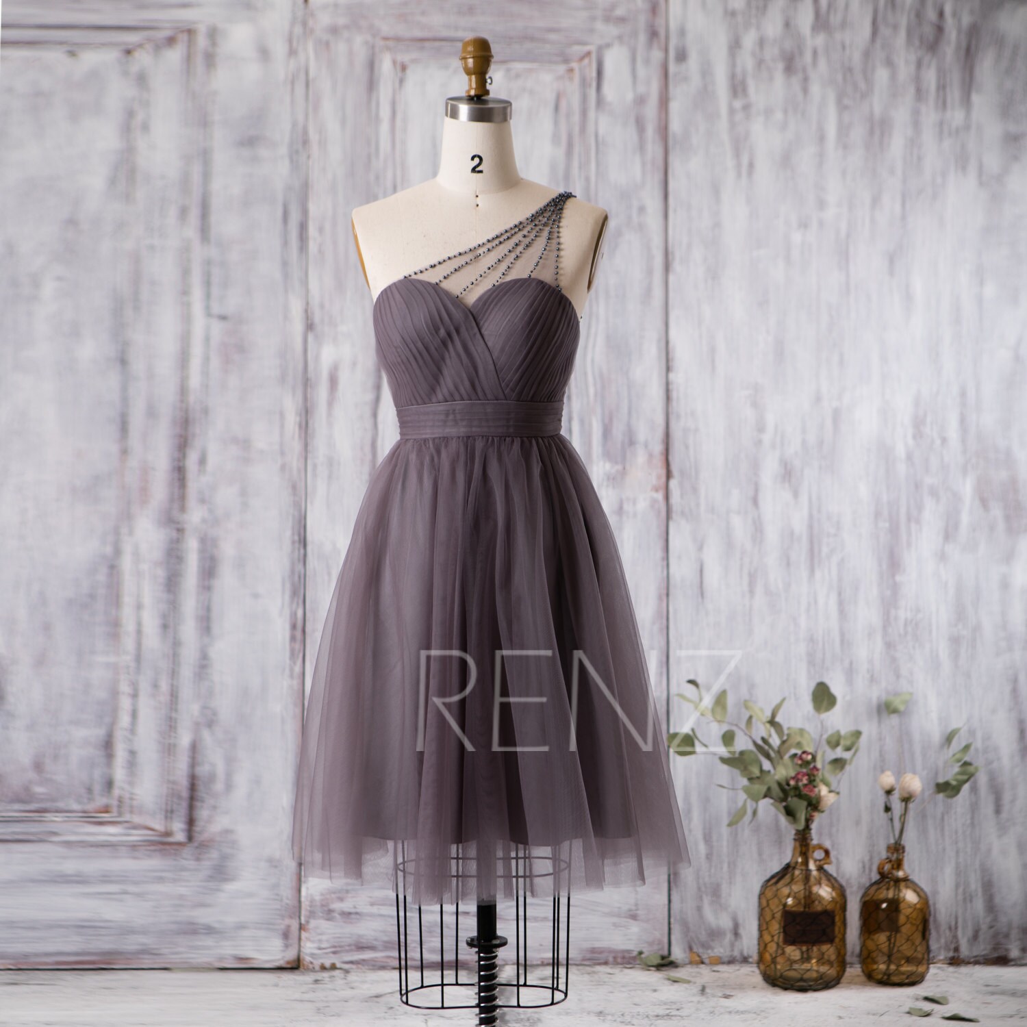 Bridesmaid Dress Charcoal Gray Tulle DressWedding DressOne