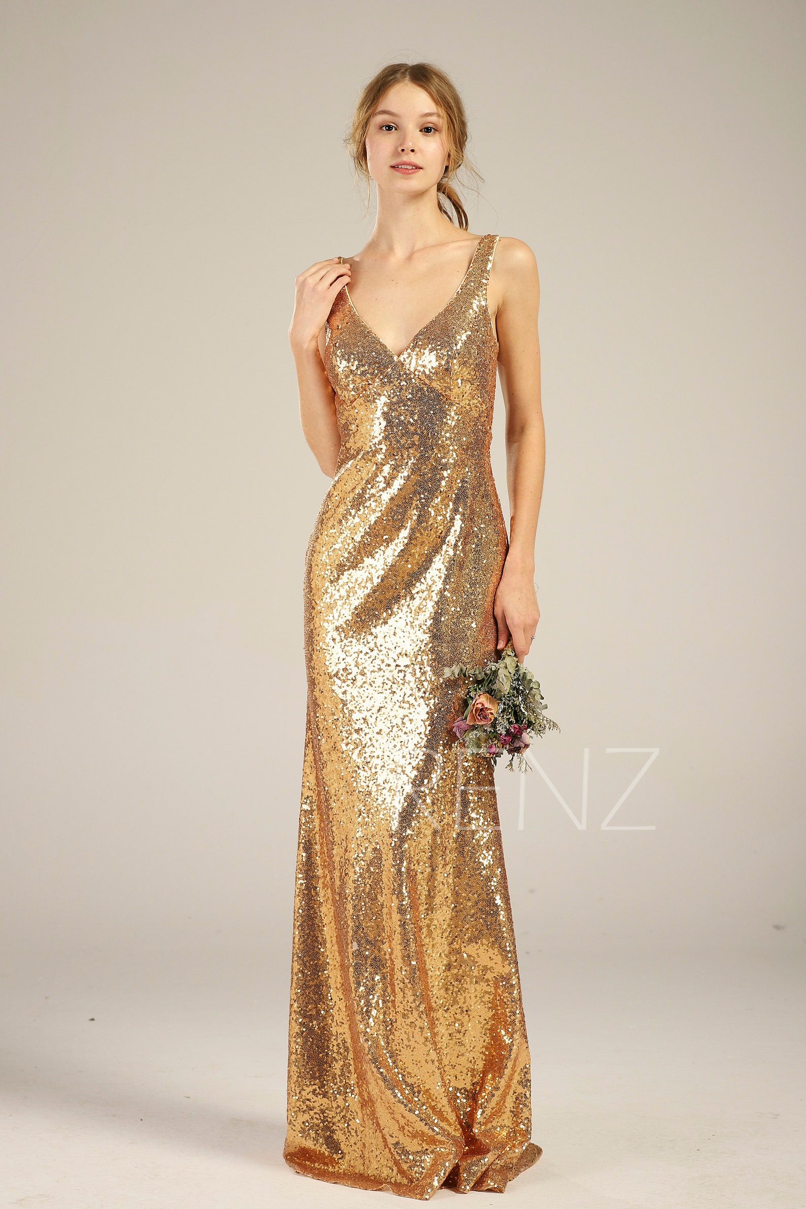 Bridesmaid Dress Gold Sequin Dress Wedding Dress Lace Illusion | Etsy