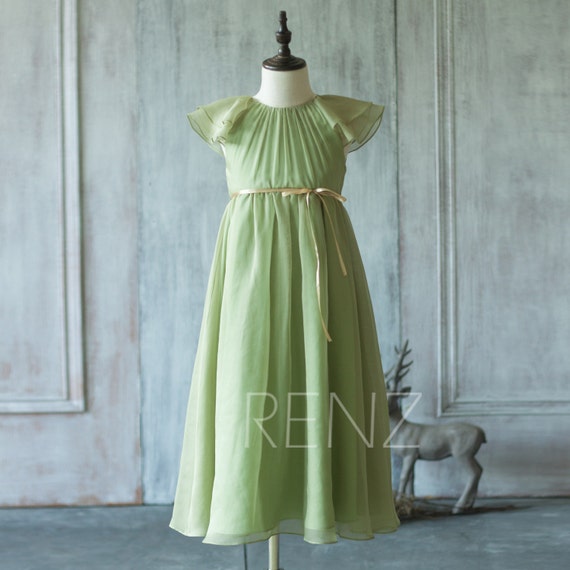 olive green junior bridesmaid dress