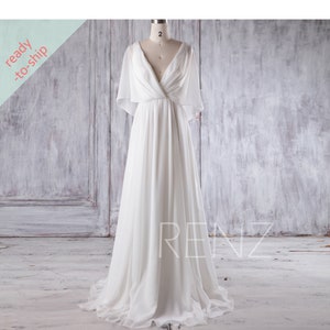 white chiffon wedding dress