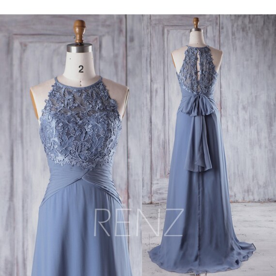 steel blue chiffon bridesmaid dresses