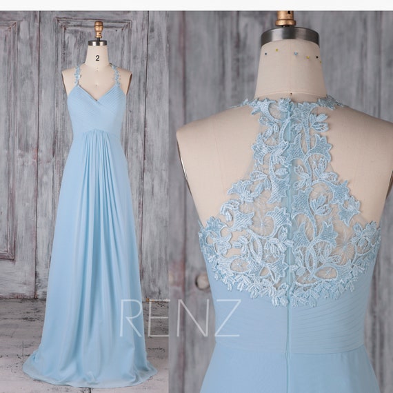 chiffon baby blue dress