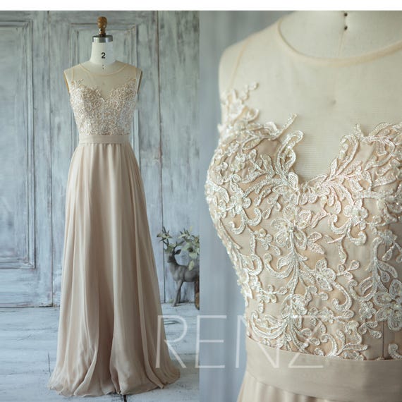 champagne chiffon gown
