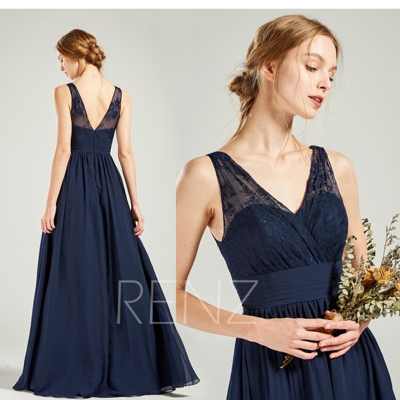 bridesmaid gown navy blue