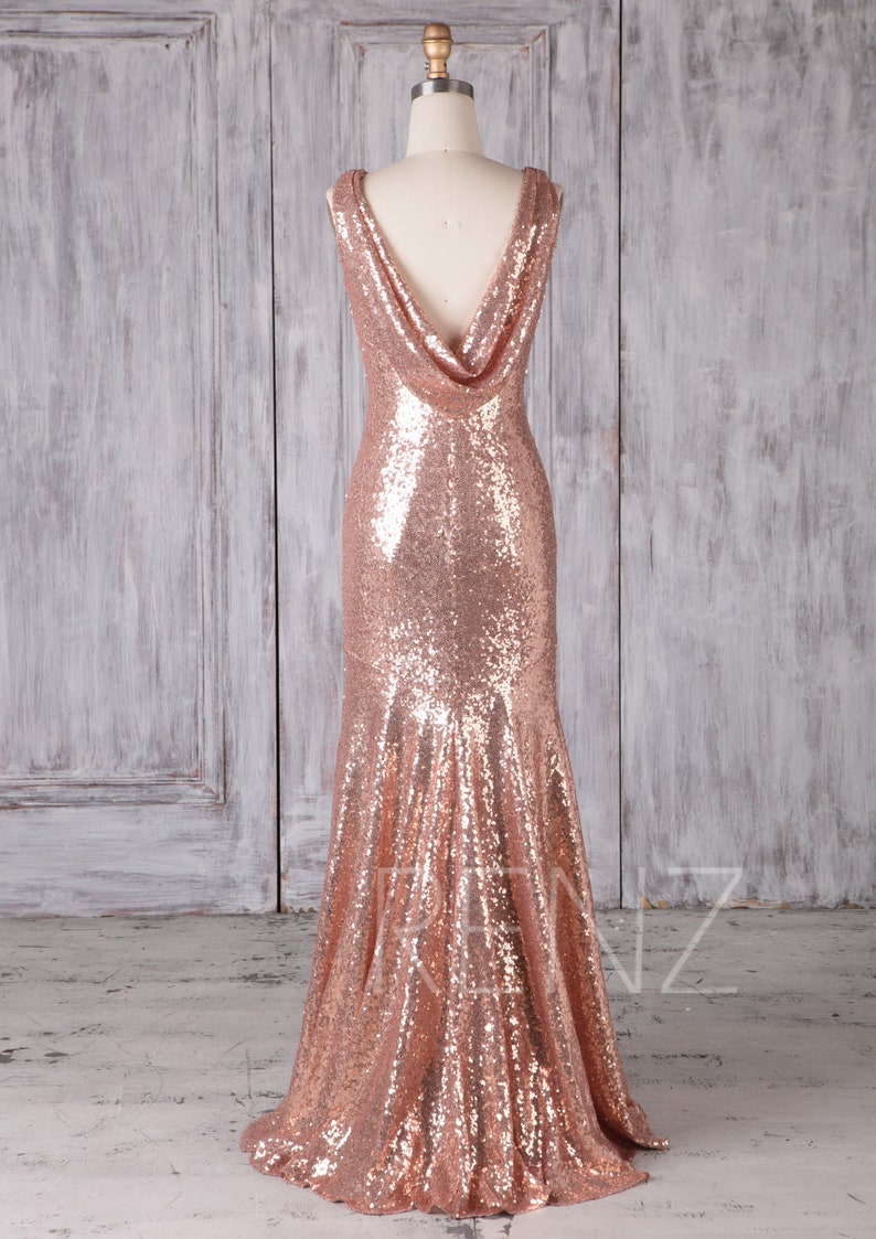Rose Gold Bridesmaid Dress Sequin Dress Sheath Wedding Dress | Etsy