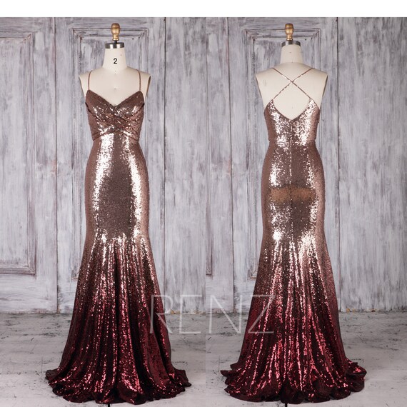 burgundy rose gold sequin dress