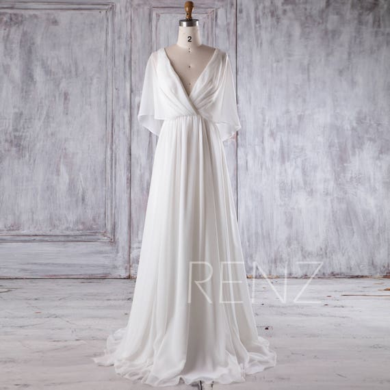 white chiffon dress with sleeves