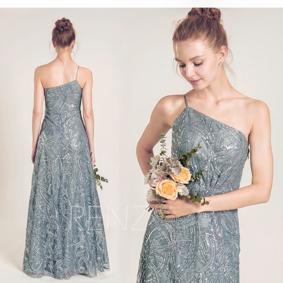 dusty blue sparkly bridesmaid dresses