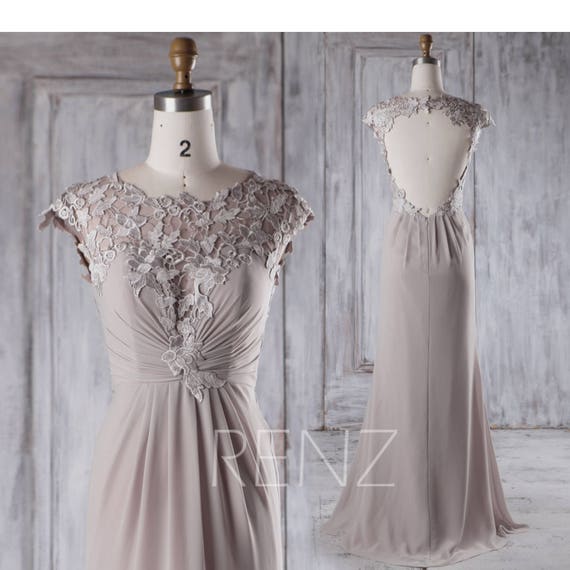 taupe chiffon bridesmaid dress