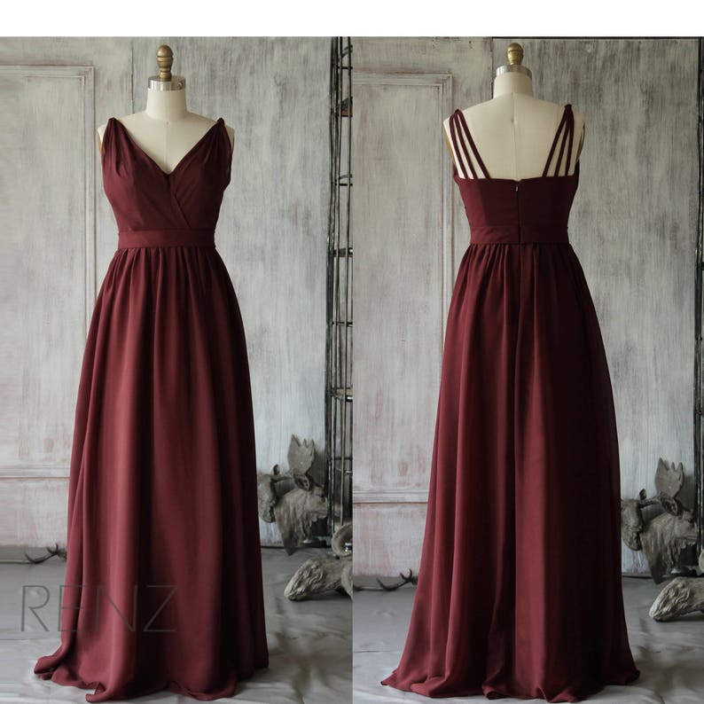 wine chiffon dress