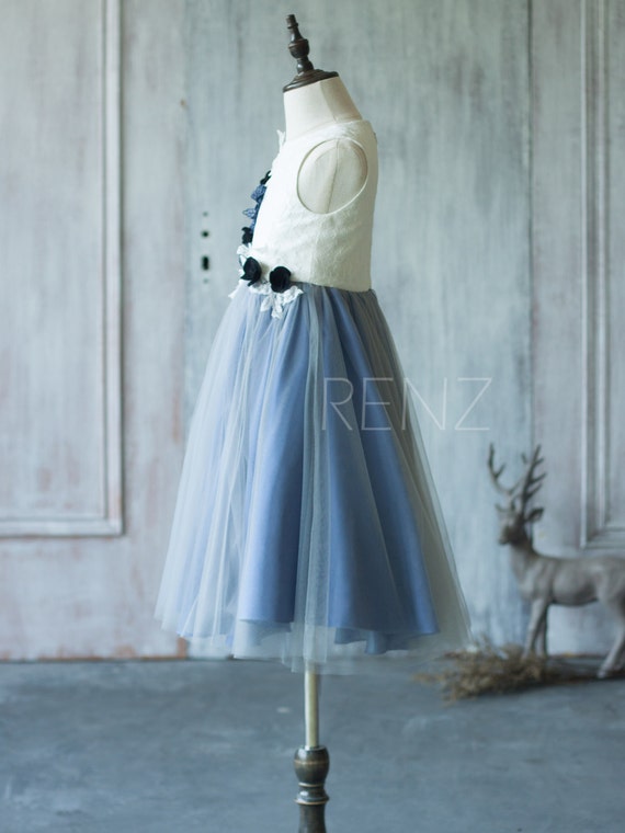 flower girl dresses steel blue
