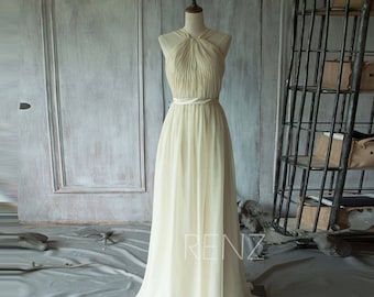 Beige Bridesmaid Dress Long, Double Straps Pleated Elegant Dress, Strapless Wedding Dress, Formal Dress, Prom Dress( T102)-Renzrags