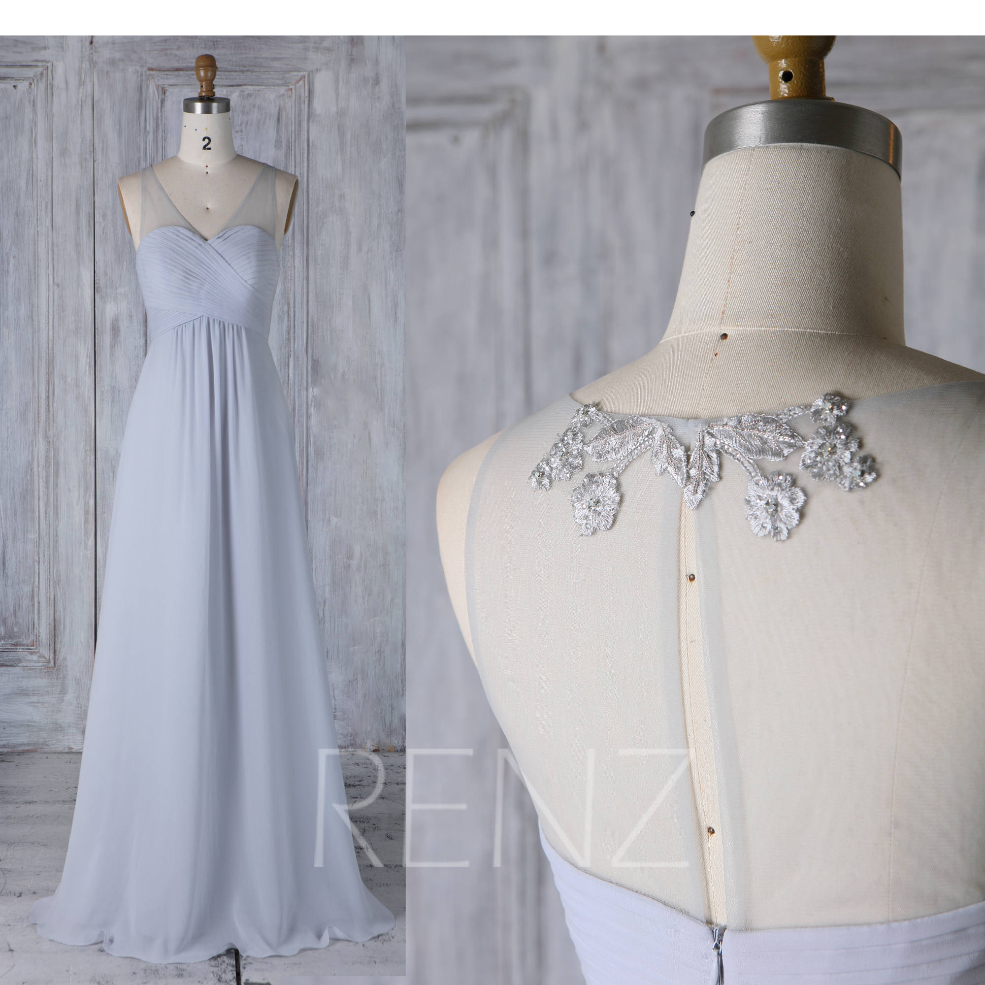 Light Gray Lace Wedding Dress Carley Connellan