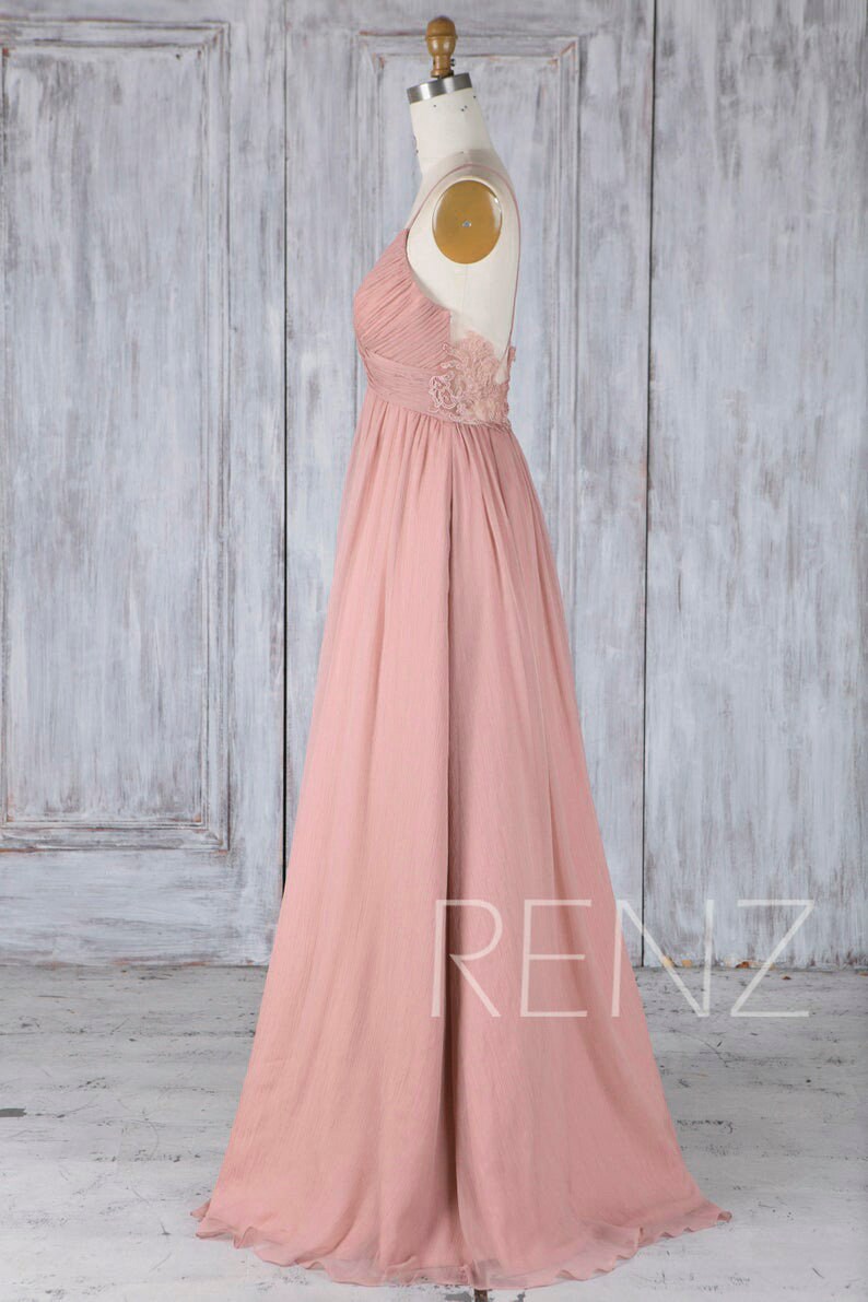 Bridesmaid Dress Dusty Rose Boho Wedding Dress Empire Waist | Etsy