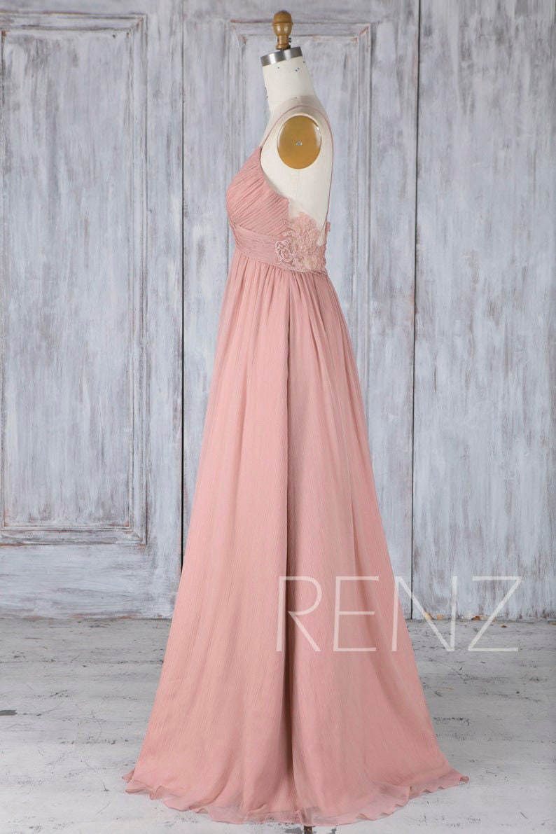 Bridesmaid Dress Dusty Rose Boho Wedding Dress Empire Waist Etsy