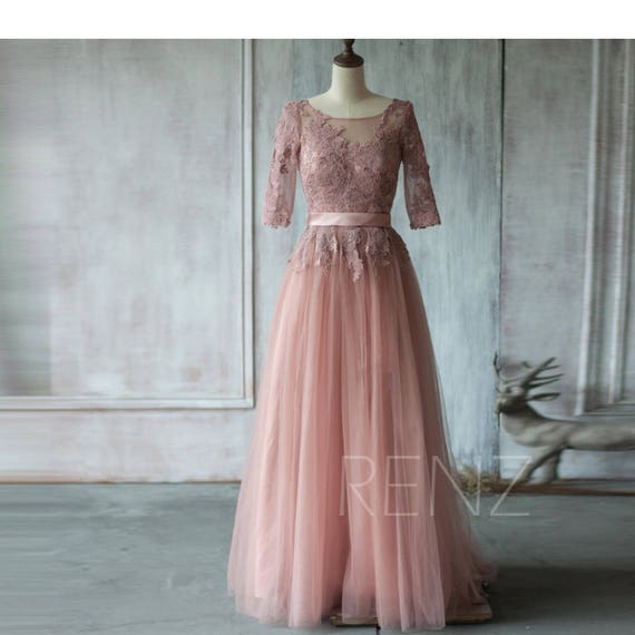 dusty rose tulle bridesmaid dresses