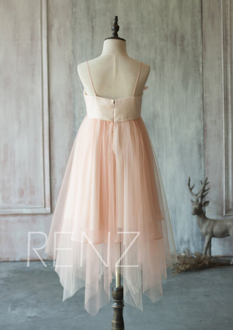 Junior Bridesmaid Dress Long Blush Pink Flower Girl Dress Etsy