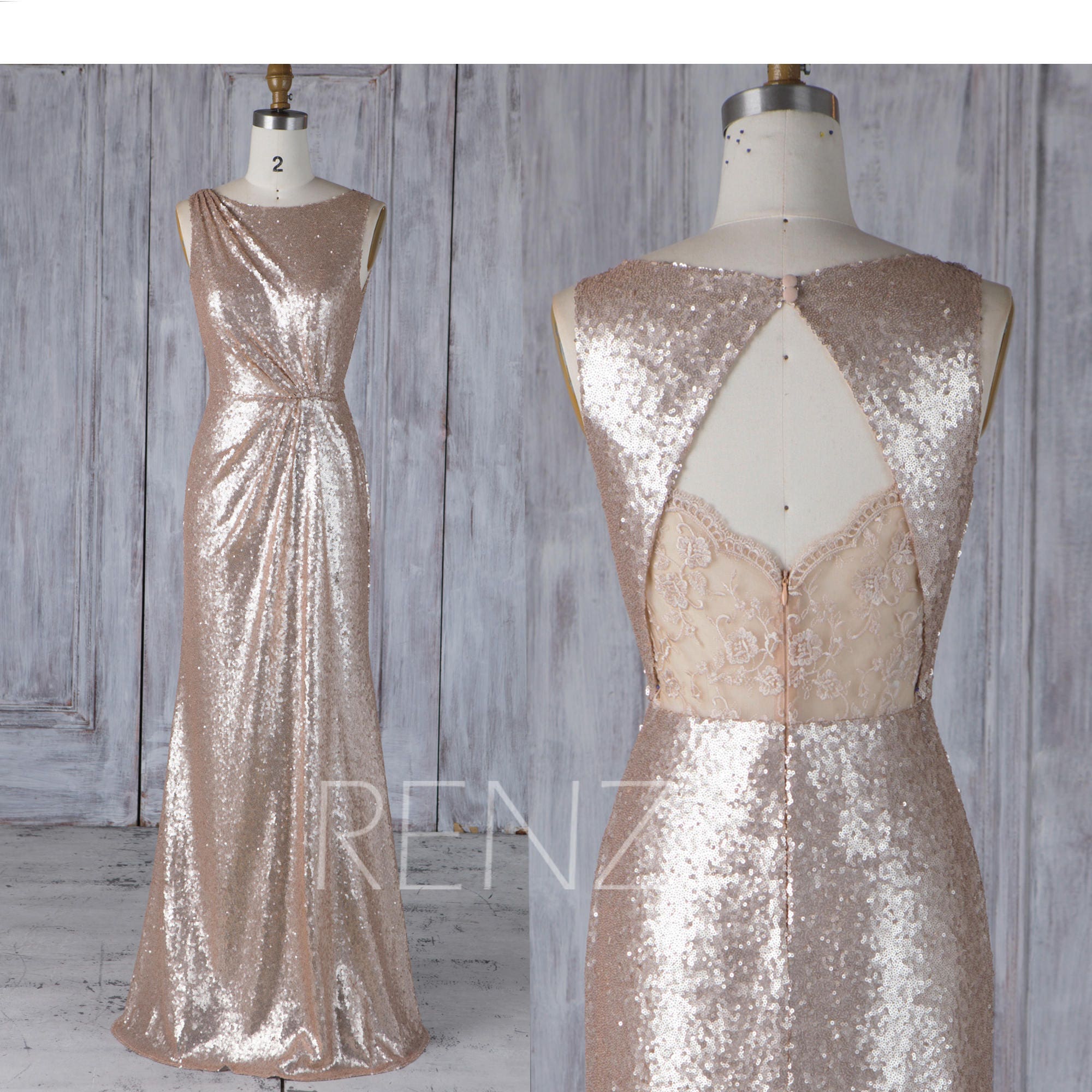 Bridesmaid Dress Tan Sequin Wedding Dress Fitted Formal Dress | Etsy