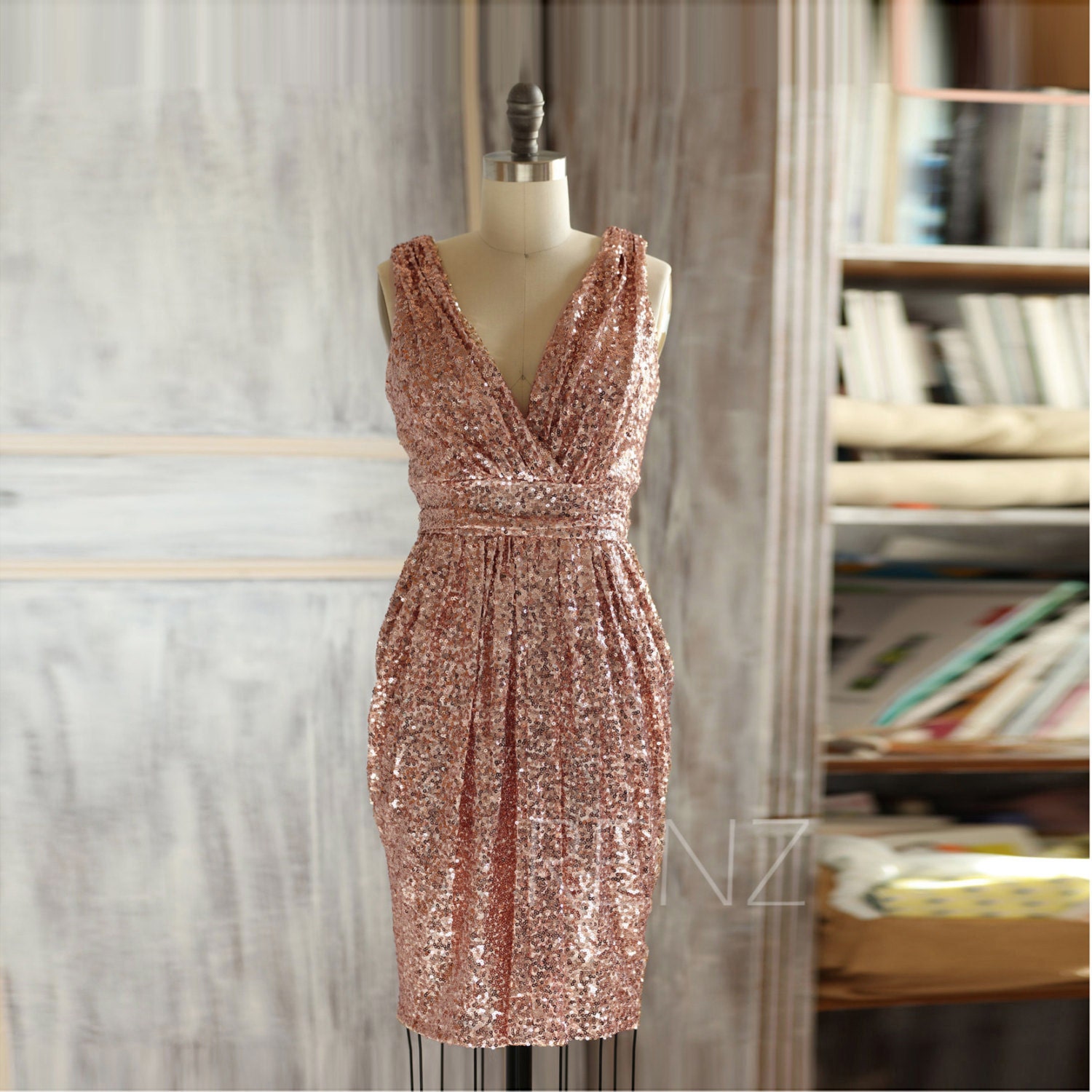 Sheath Gold Wedding Dress