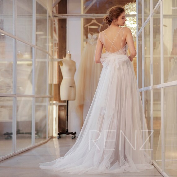 illusion v neck wedding dress