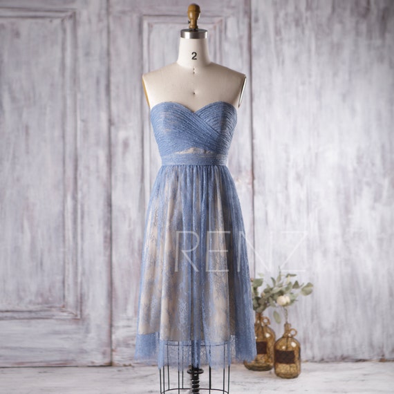 steel blue floor length dress