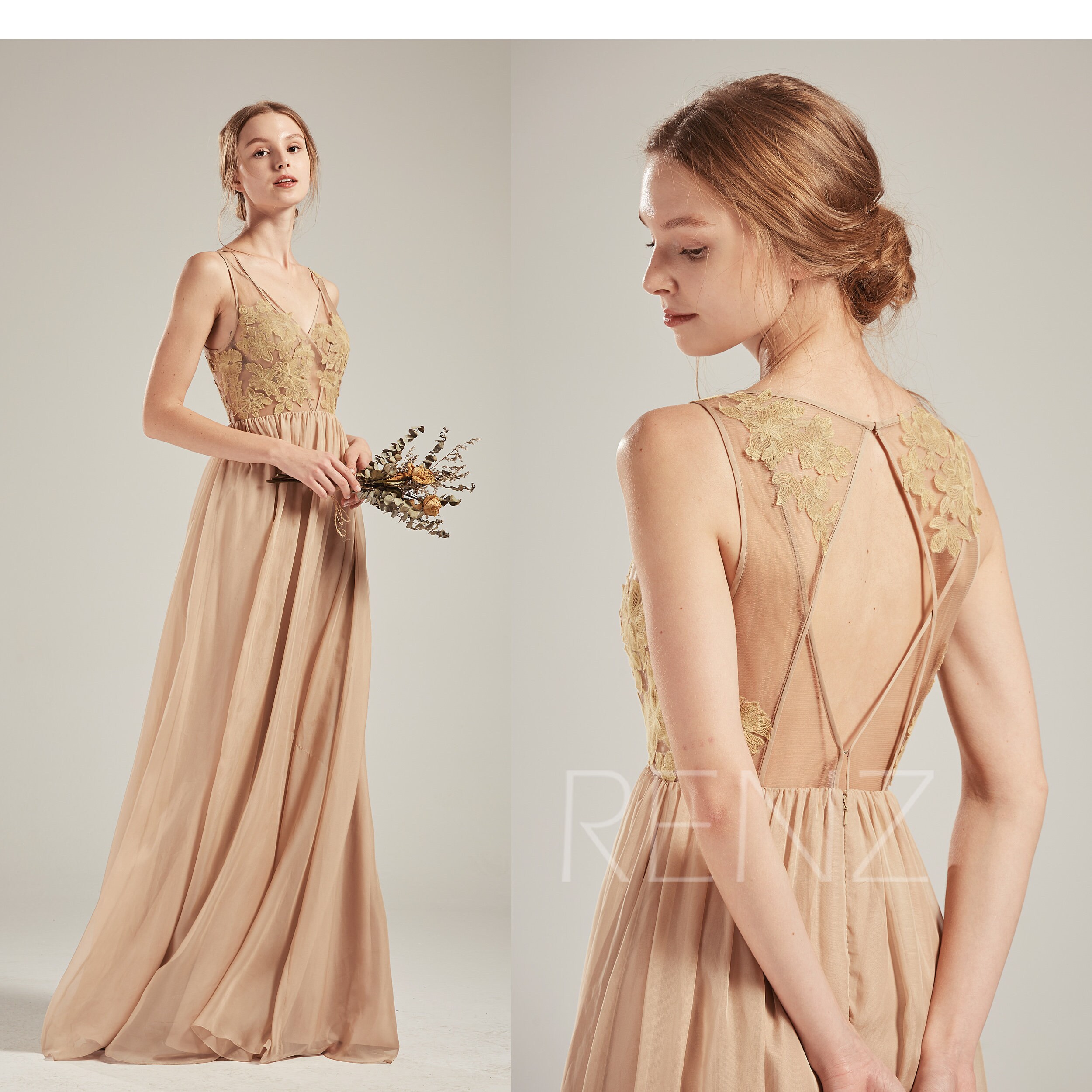 Champagne Chiffon Bridesmaid Dress