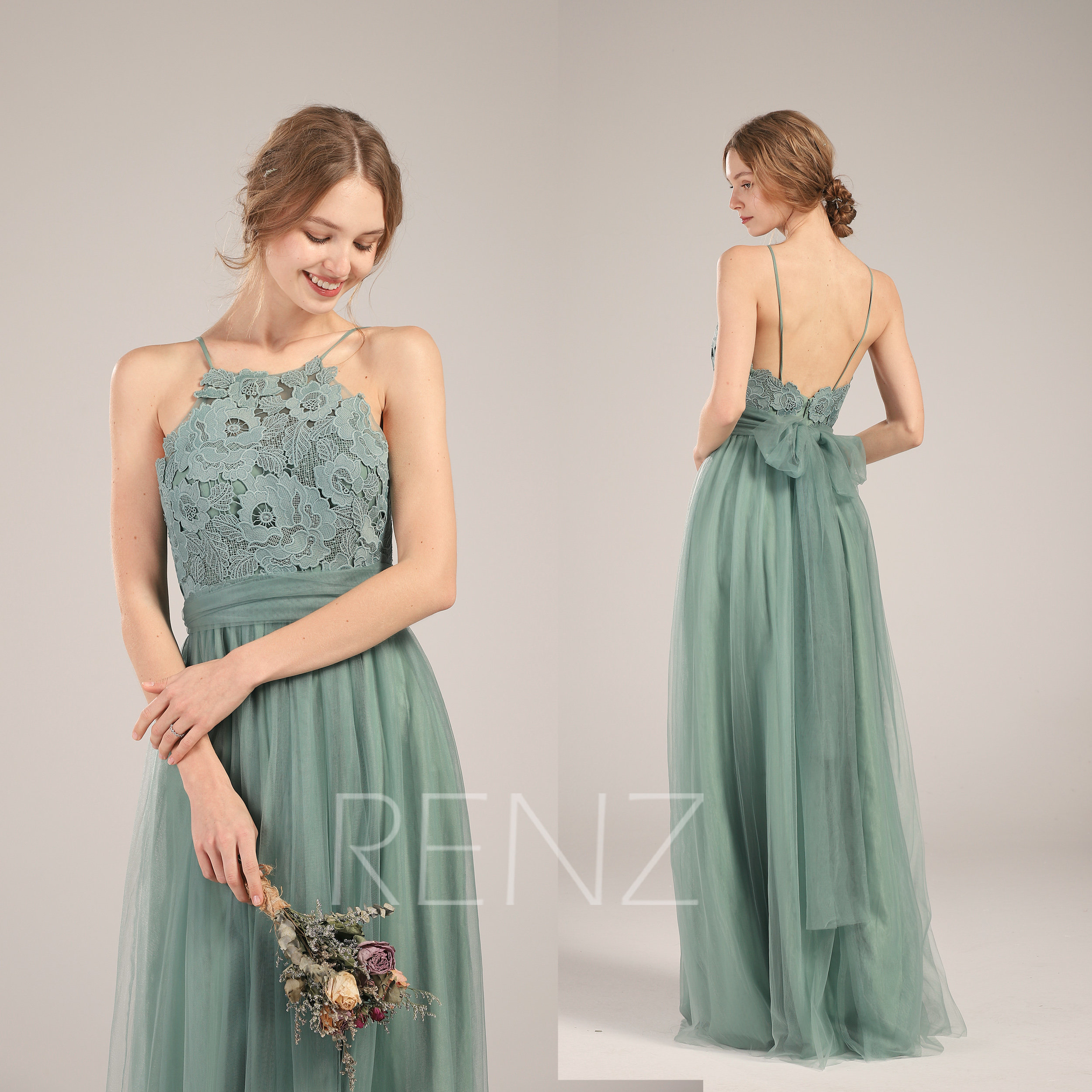 dusty green infinity dress