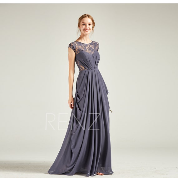 steel blue evening dress