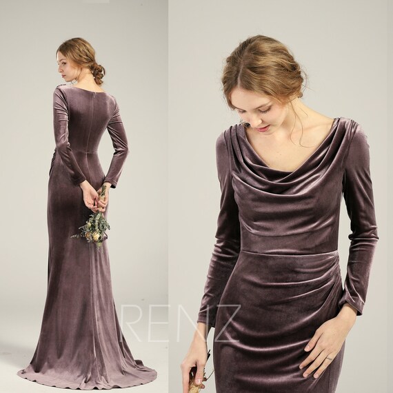 long velvet bridesmaid dress