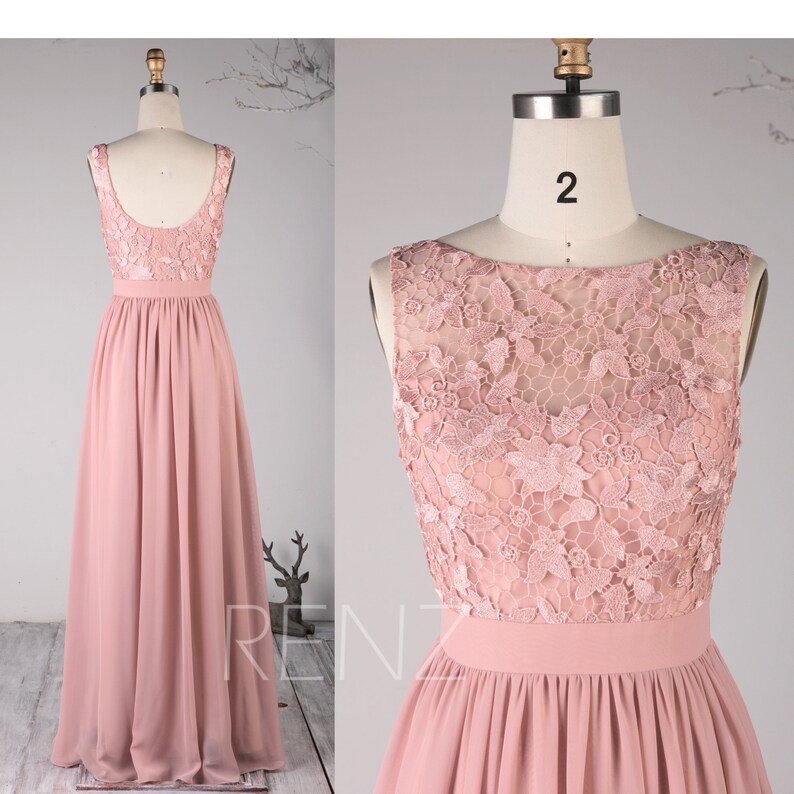 Bridesmaid Dress Dusty Rose Chiffon Dress Wedding Dress Lace | Etsy