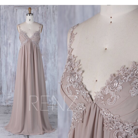 taupe chiffon bridesmaid dress