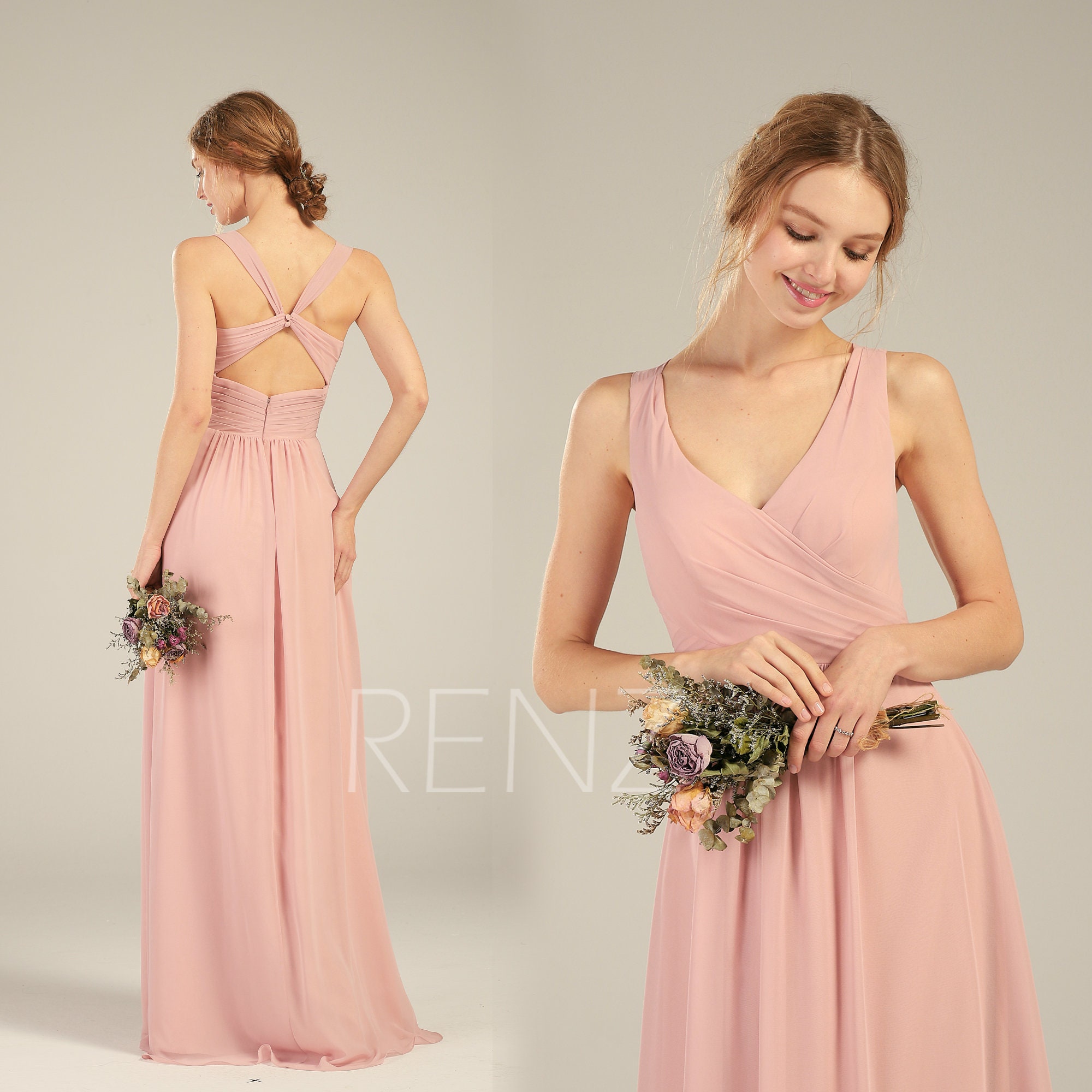 crescendo blush wrap maxi dress