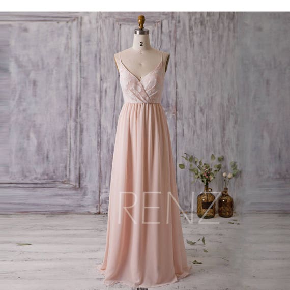 Bridesmaid Dress Peach Chiffon DressWedding DressV Neck Prom | Etsy