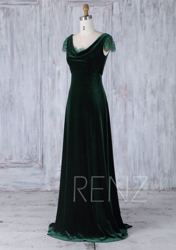 dark green velvet prom dress