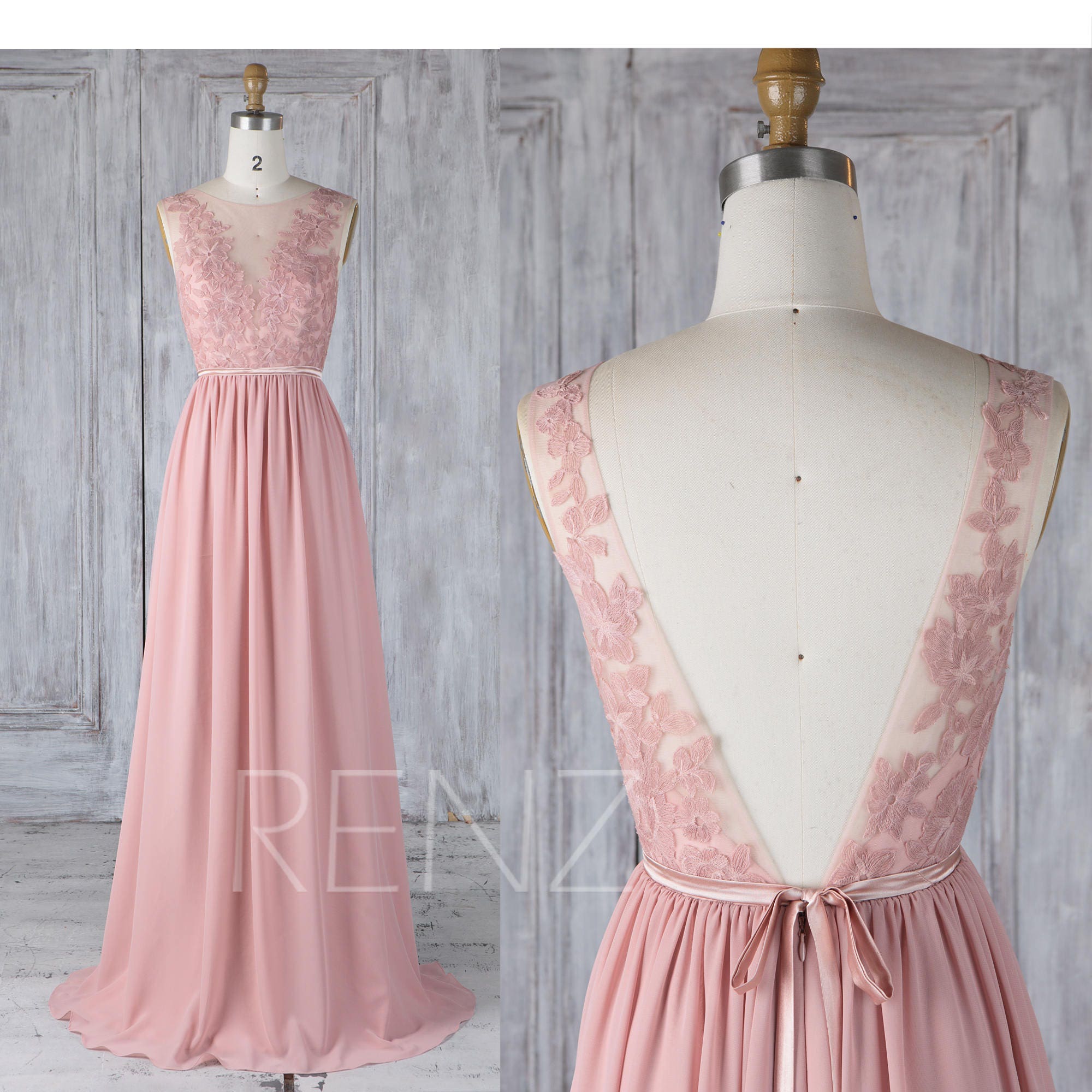 dusty rose lace dress