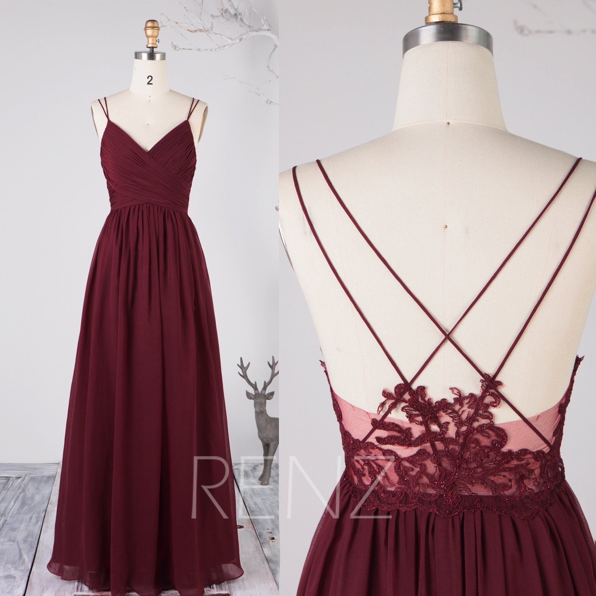 Mix & Match Bridesmaid Dress Burgundy Chiffon Prom Dress | Etsy