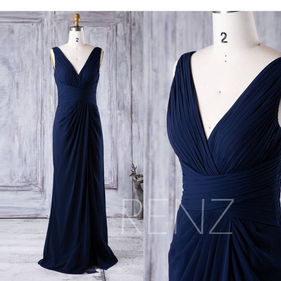 navy blue dress v neck