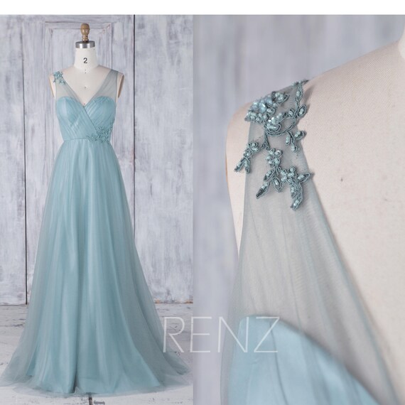 dusty blue beaded bridesmaid dresses