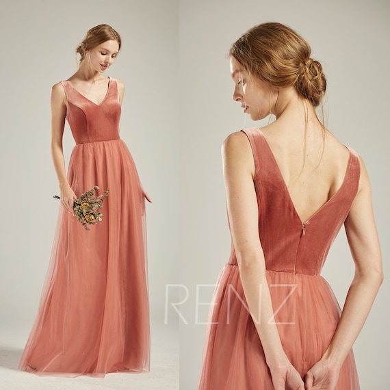 pink velvet bridesmaid dress