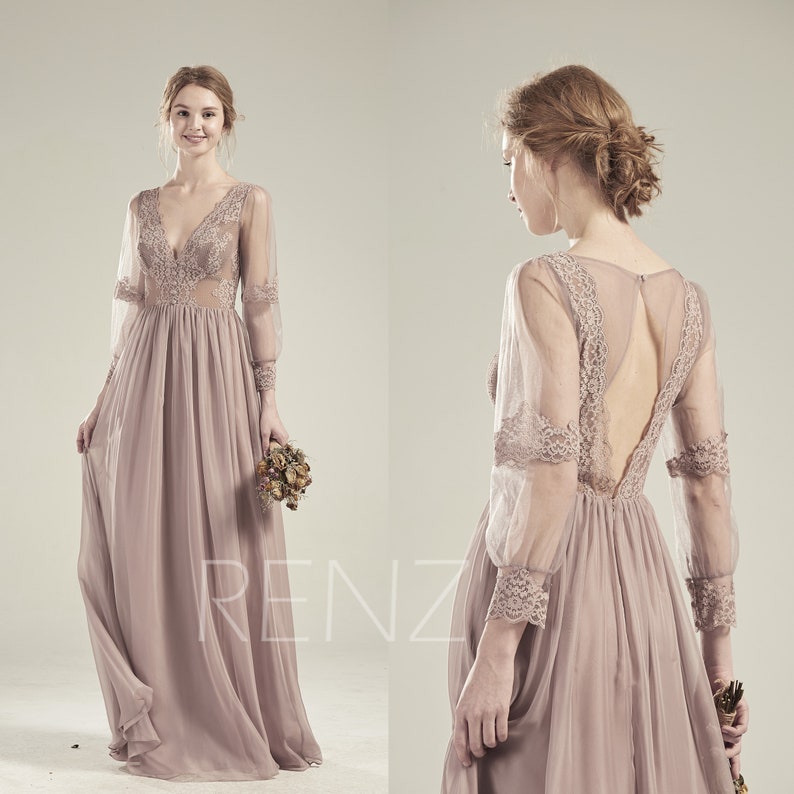 mauve lace dress with sleeves