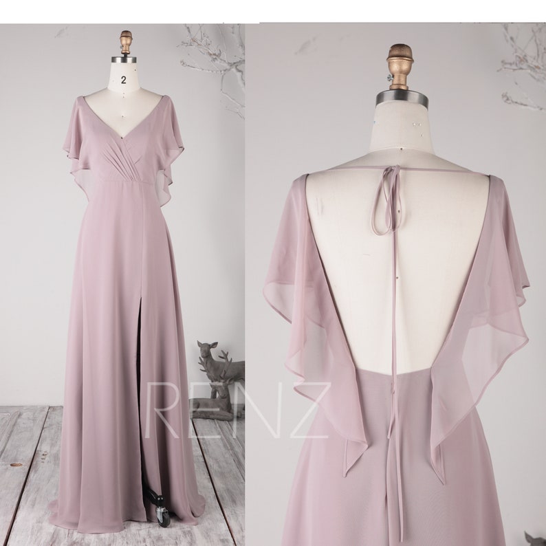 Lavender Chiffon Dress with Sleeves