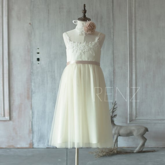 Champagne and Lace Junior Bridesmaid Dresses